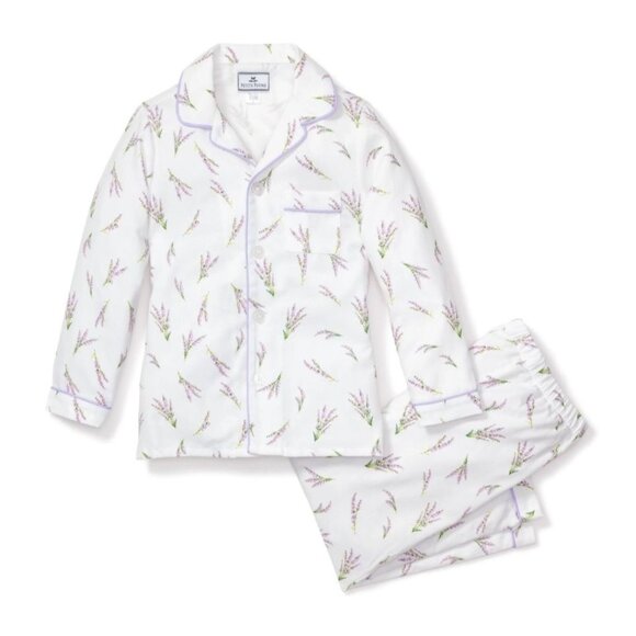 Petite Plume Other - Petite Plume Girls Lavender Floral Pajama Set Cotton Long Sleeve Button-Down Top
